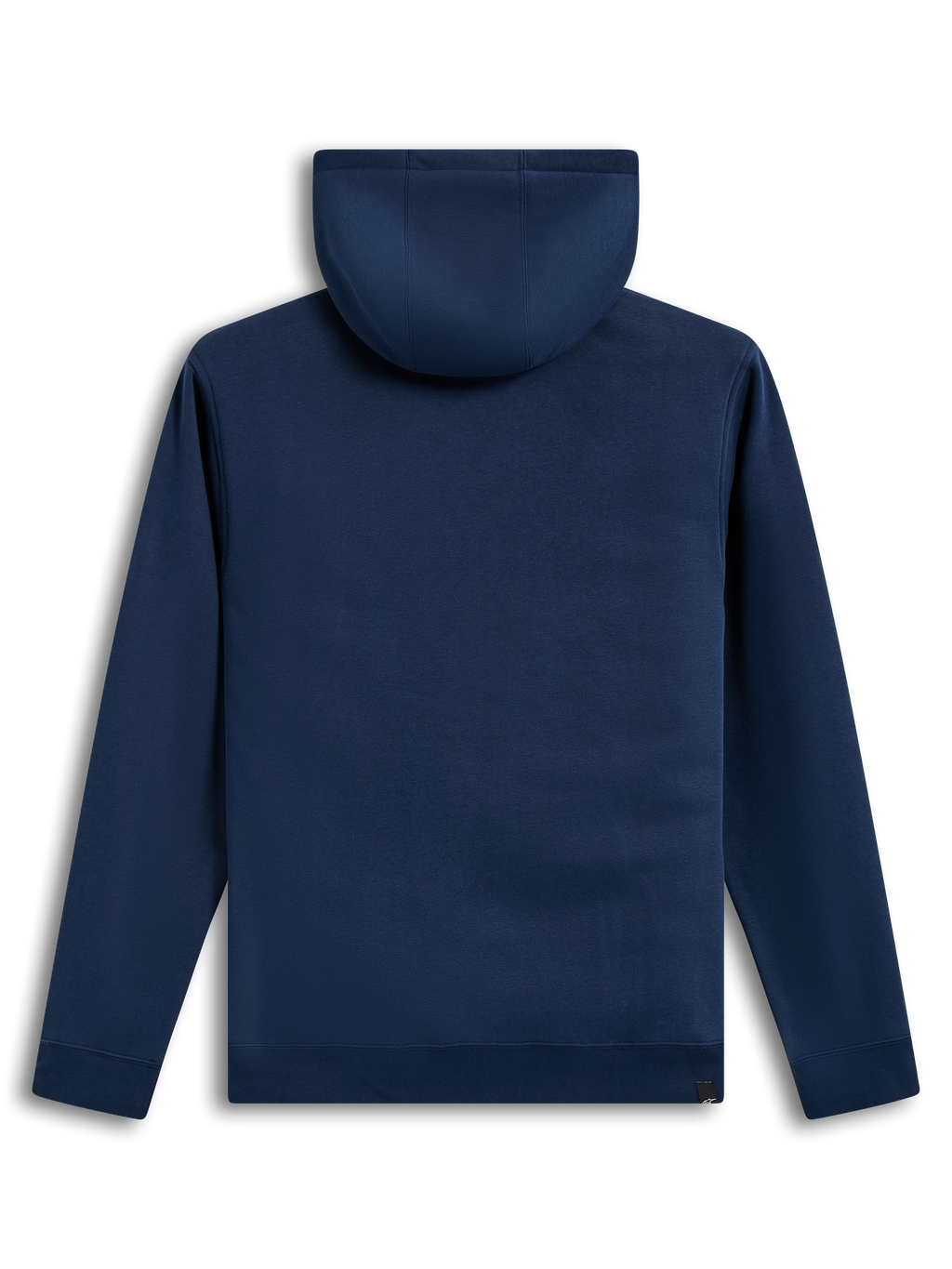Alpinestars Race Wordmark Hoodie, Rückansicht, navyblauer Sportswear-Fleece-Pullover mit gefütterter Kapuze und Rippbündchen.
