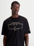Alpinestars Infinity Oversized CSF T-Shirt, Herren Kurzarm-Sportswear-T-Shirt in Schwarz, mit weißer Frontgrafik 'One Goal. One Vision.' und orangefarbenem Branding am Ärmel, Oversized-Passform für einen lässigen Off-Bike-Style.