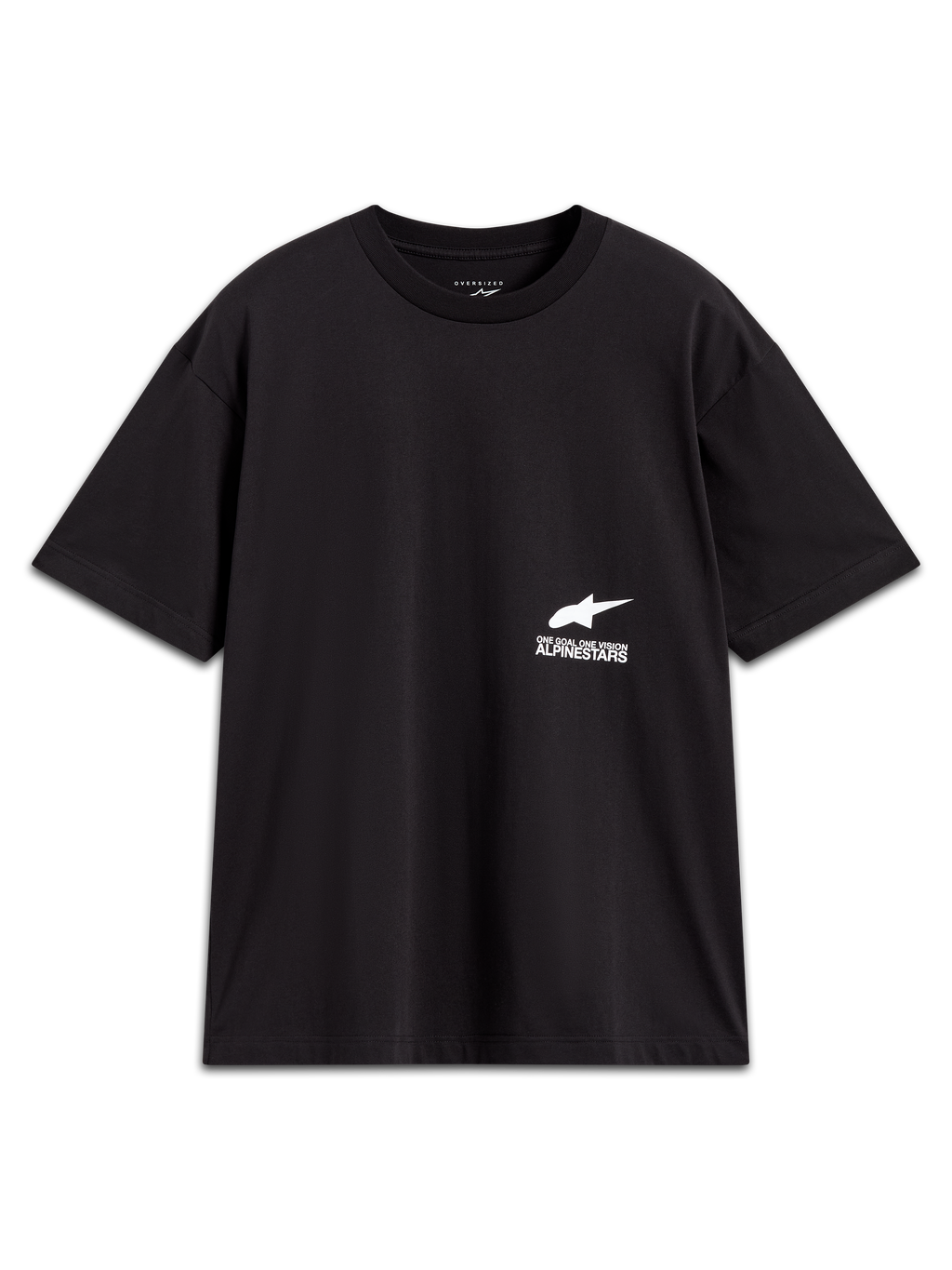 Alpinestars Institute Oversized CSF T-Shirt, Kurzarm-Sportswear, Schwarz, mit weißer Logo-Grafik und Alpinestars-Slogan.