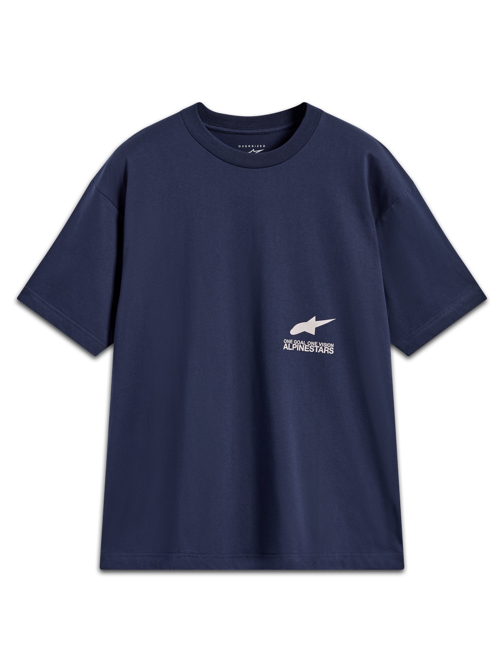 Alpinestars Institute Oversized SS CSF T-Shirt, Kurzarm-T-Shirt in Marineblau mit weißem Astar-Logo und Branding, lässige Oversized-Motorsport-Streetwear