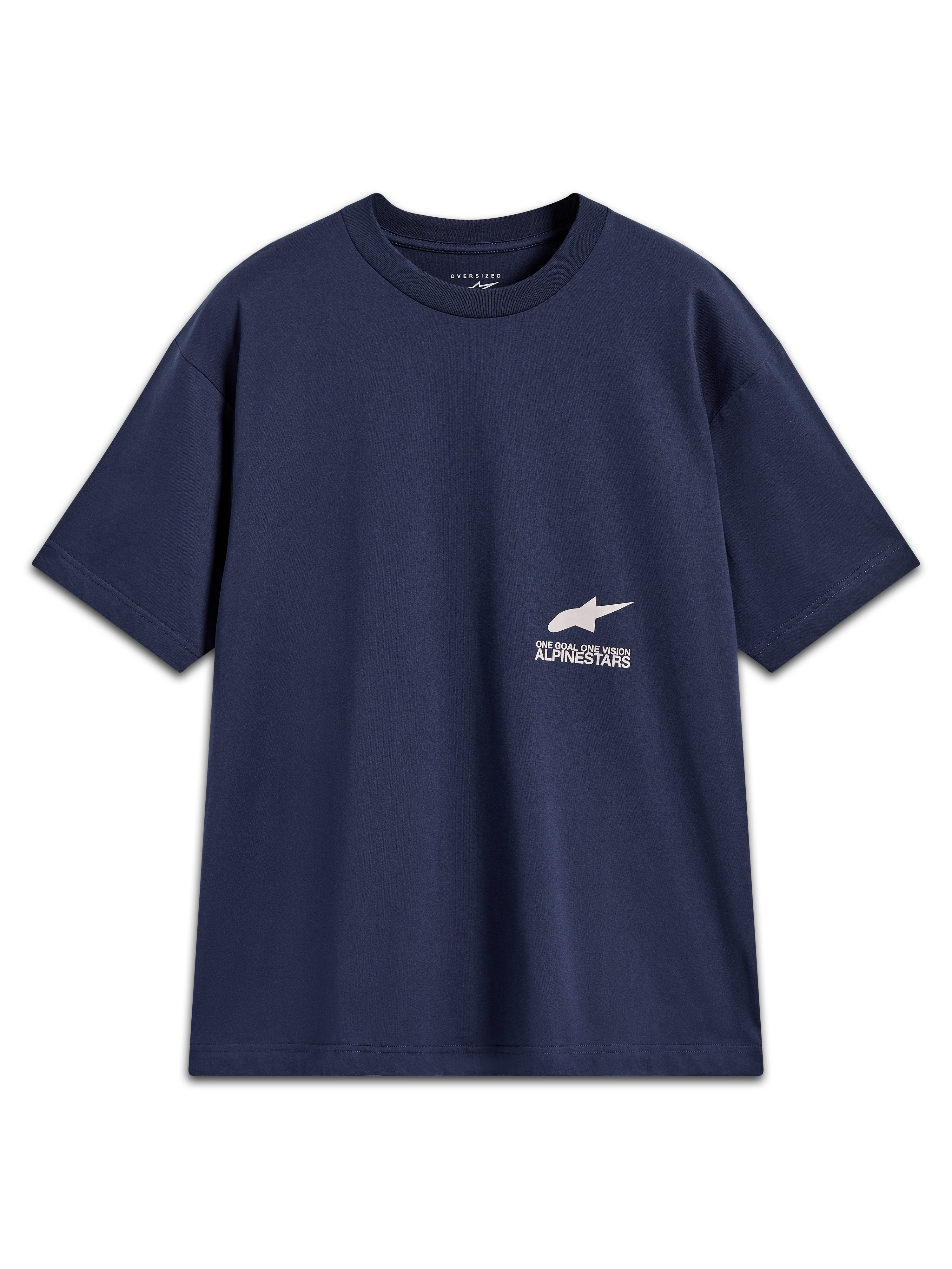 Alpinestars Institute Oversized SS CSF T-Shirt, Kurzarm-T-Shirt in Marineblau mit weißem Astar-Logo und Branding, lässige Oversized-Motorsport-Streetwear