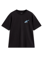 Alpinestars Ghost Oversized CSF T-Shirt, Kurzarm-Sportshirt in Schwarz mit hellblauem Frontlogo, lässige Oversized-Passform.