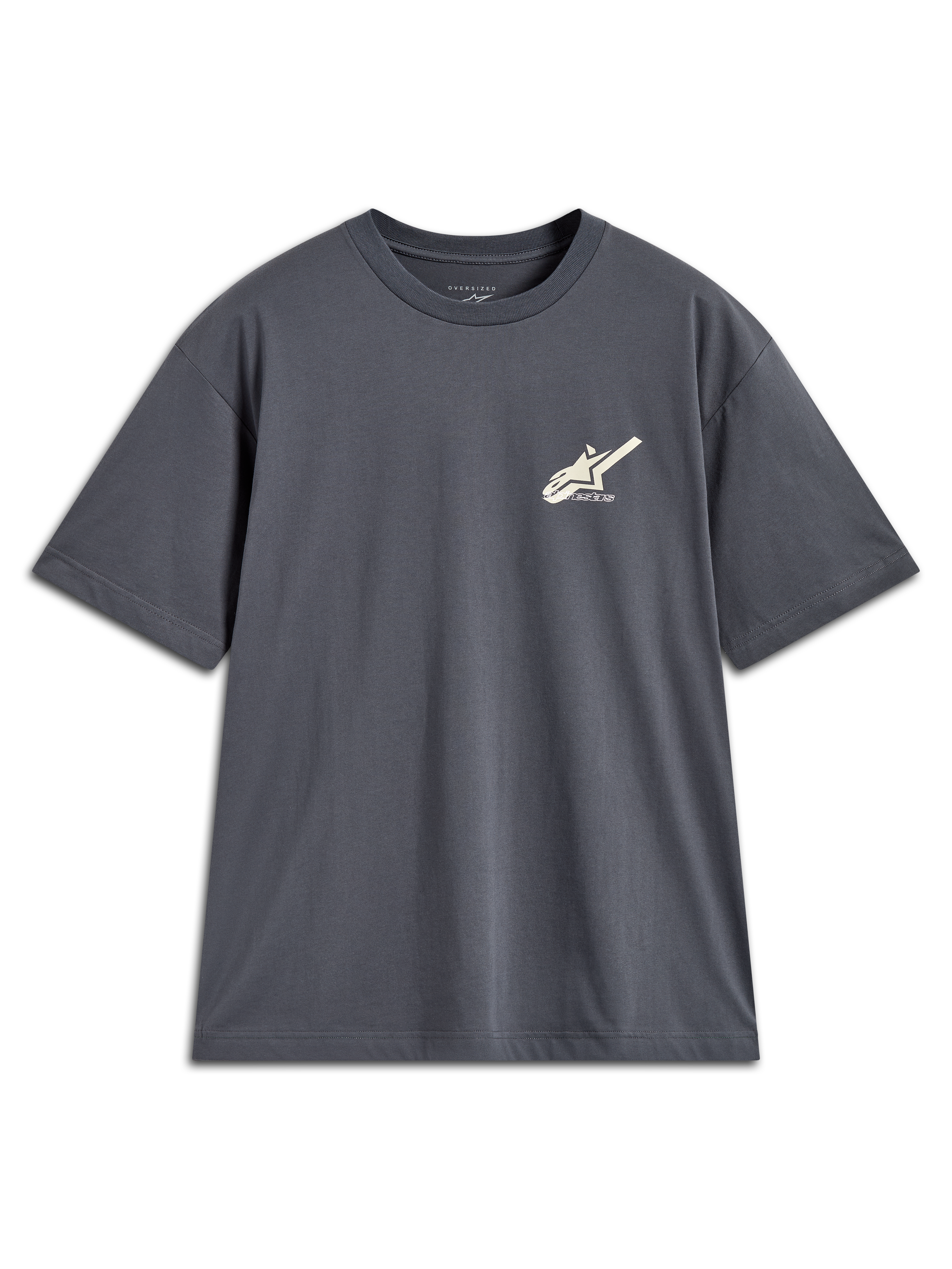 Alpinestars Ghost Oversized CSF T-Shirt, Kurzarm-T-Shirt in Anthrazitgrau, kleines Astars-Logo auf der Brust, bequeme Oversized-Passform, Motorsport-Lifestyle-Sportswear