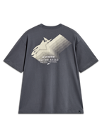 Alpinestars Ghost Oversized CSF T-Shirt, Rückansicht, Anthrazitgrau, cremeweiße Logo-Verlaufsgrafik und Racing Ahead Text.