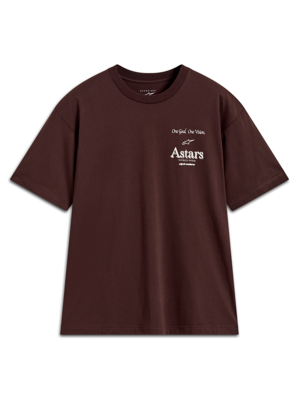 Alpinestars Post Oversized CSF T-Shirt, Kurzarm-T-Shirt in Braun, weiße Astars-Logo-Grafik auf der Brust, lässige Sportswear.