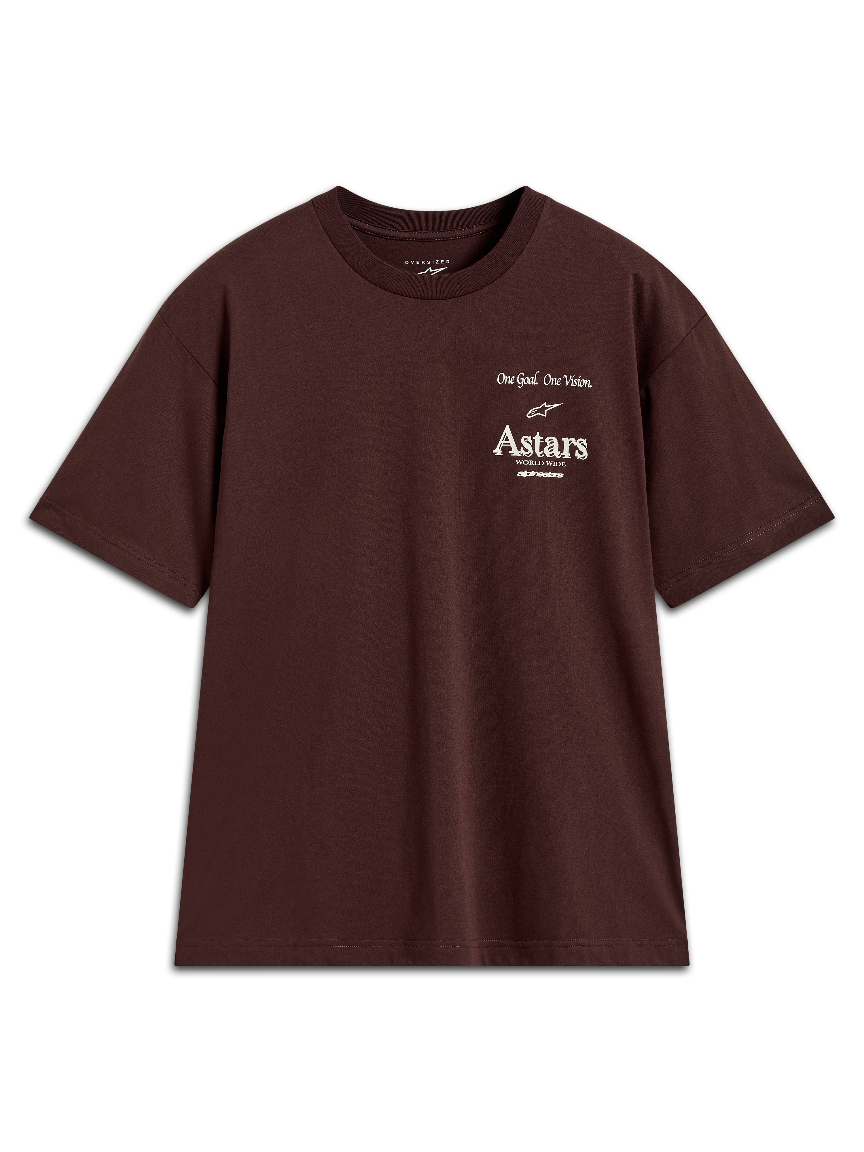 Alpinestars Post Oversized CSF T-Shirt, Kurzarm-T-Shirt in Braun, weiße Astars-Logo-Grafik auf der Brust, lässige Sportswear.