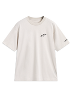 Alpinestars Mandate Oversized CSF Tee, Kurzarm-T-Shirt in Sandbeige mit schwarzem Astars-Logodruck auf der Brust, lässige Sportswear.
