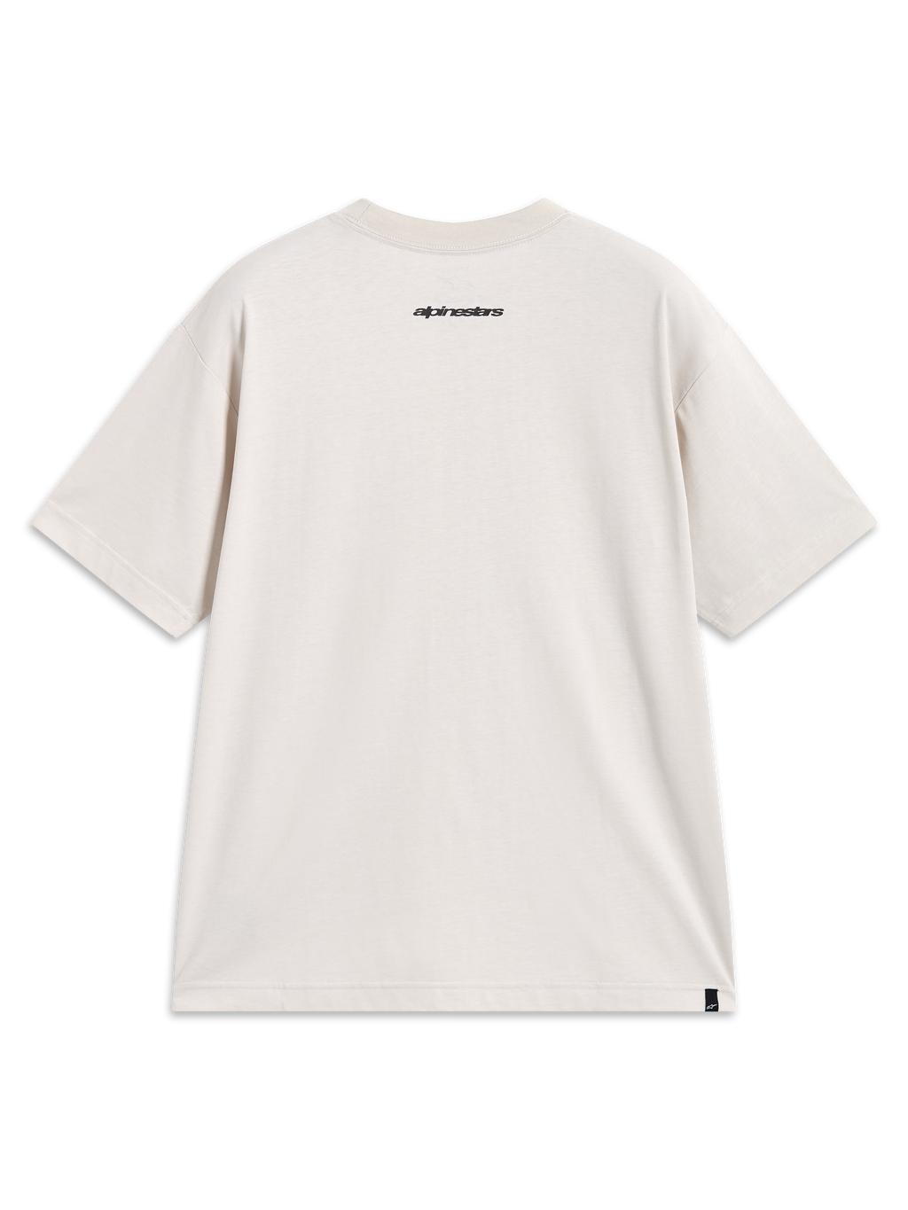 Alpinestars Prelude Oversized CSF T-Shirt, sandfarbenes Kurzarm-Sportshirt, Rückansicht mit schwarzem Logo am Nacken.