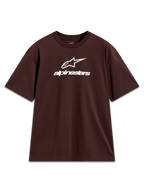 Alpinestars Prelude Oversized CSF T-Shirt, braunes Kurzarm-Sportshirt mit weißem Logo auf der Brust.