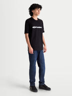 Alpinestars Race Wordmark CSF Tee, Men's Short Sleeve Sportswear T-Shirt, Black and White, soft hand print front logo graphic, cotton-poly blend for everyday comfort, casual motorsport lifestyle apparel.