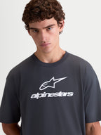 Alpinestars Prelude Oversized CSF T-Shirt, Herren-Sportswear Kurzarm-T-Shirt, Grau und Weiß, mit lockerer Passform, Front-Logo-Grafik und weicher Baumwoll-Polyester-Konstruktion.