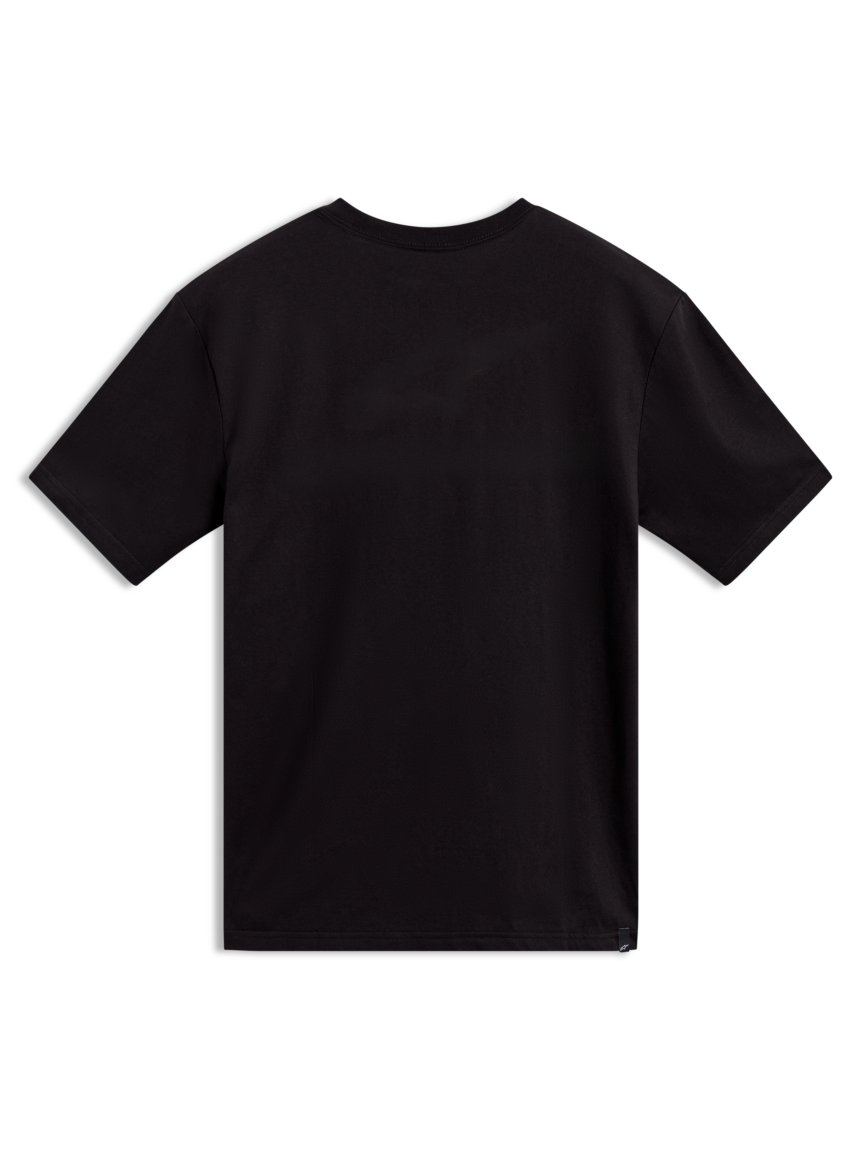 Alpinestars Cypress CSF T-Shirt, Kurzarm-T-Shirt, Schwarz, Rückansicht mit dezentem Logo-Detail am Saum, sportliche Lifestyle-Bekleidung