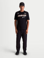 Alpinestars Cypress CSF T-Shirt, Kurzarm-Sportswear-T-Shirt für Herren, Schwarz, mit Mesh-Fill Astars-Grafik und weißem Astars-Logo auf der Brust, bequemer Baumwoll-Polyester-Mix für den Alltag.