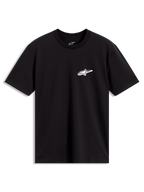 Alpinestars Meteor CSF T-Shirt, Kurzarm-T-Shirt in Schwarz mit weißem Brustlogo, lässige Motorsport-Sportswear.