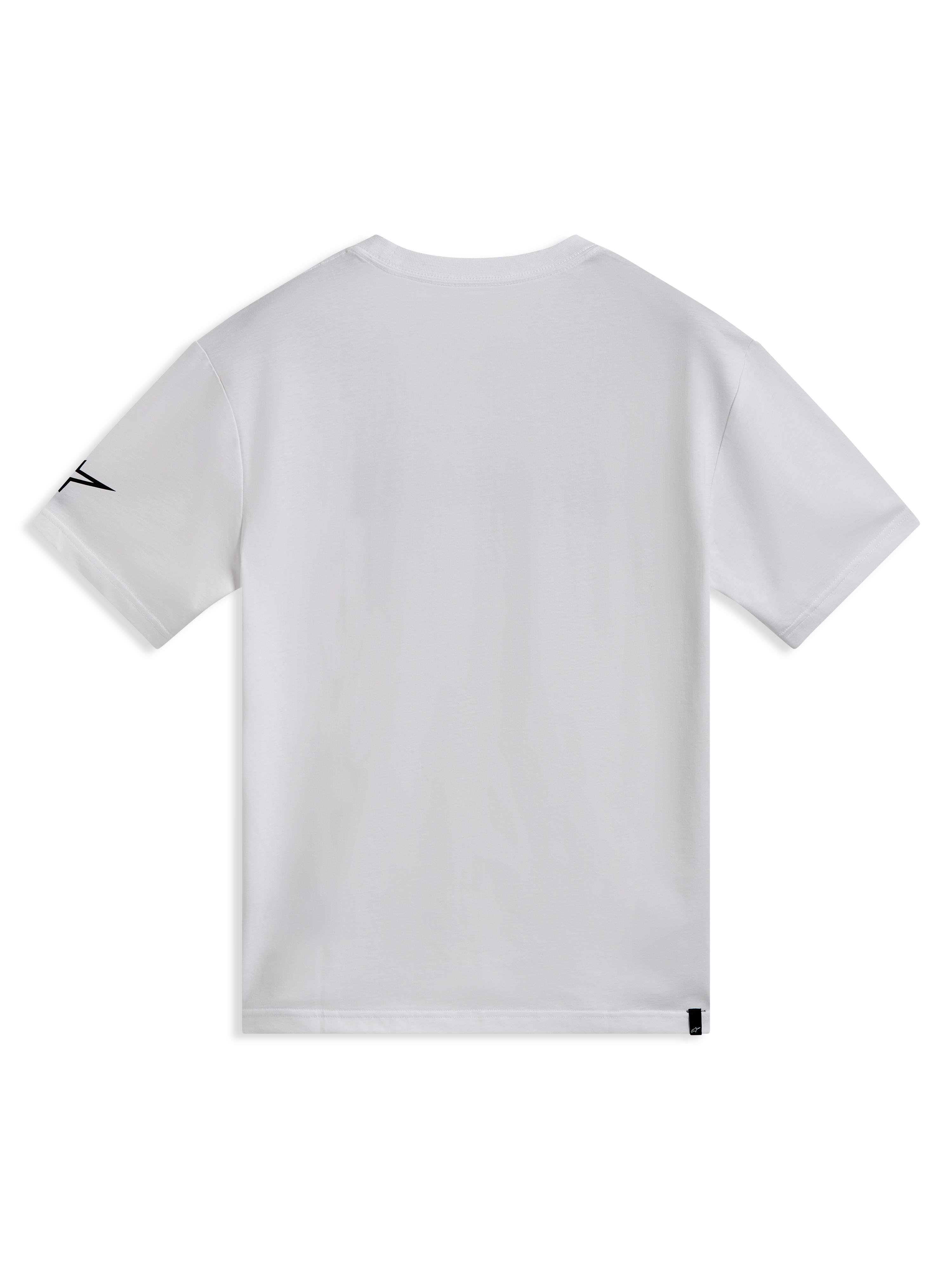 Alpinestars Race Wordmark CSF Kurzarm-T-Shirt, Sportswear, Weiß, Rückansicht mit schwarzem Ageless-Logo am Ärmel