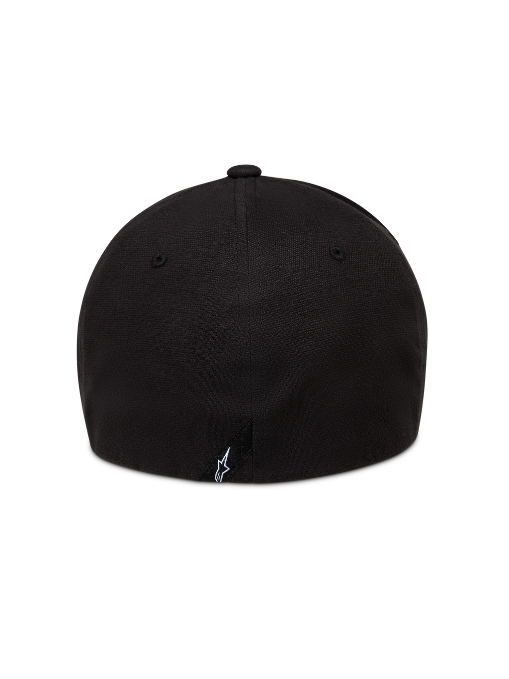 Alpinestars County Canvas Kappe in Schwarz, Rückansicht mit weißem Astars-Logo und strukturierter Krone.