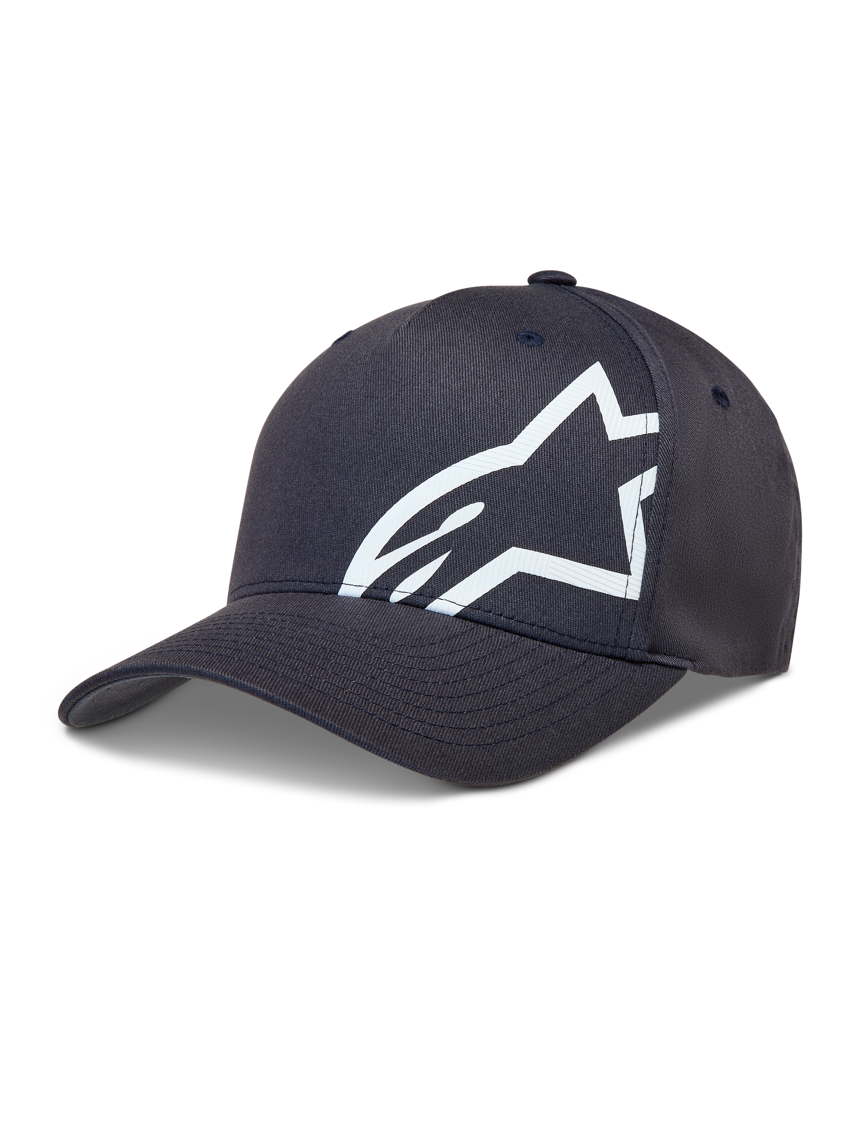 Alpinestars Maze Hat, dark grey sportswear cap with a curved bill and large white textured Astars corp shift logo.