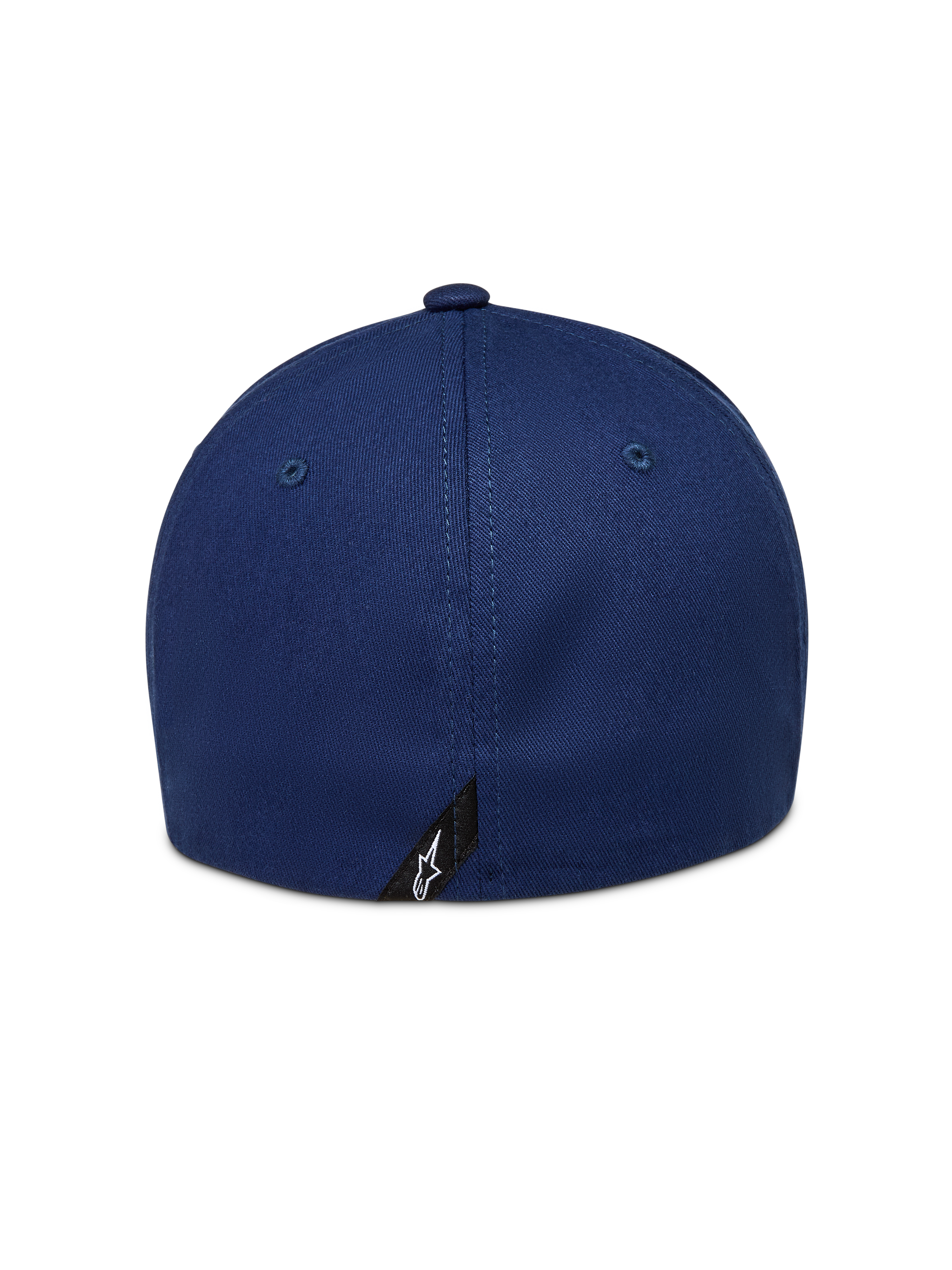 Alpinestars Arclight Kappe, dunkelblaue Sportswear-Cap, Rückansicht mit Flex-Rückseite und kleinem Astars-Logo-Etikett.