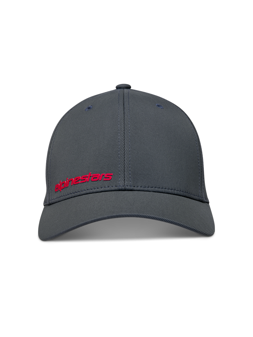 Alpinestars Points Kappe, Sportswear-Baseballkappe in Dunkelgrau mit rotem HD-Wortlogo, Nylon-Tactel und Flex-Back-Passform.