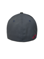 Alpinestars Points Kappe, dunkelgraue Flex-Back-Sportswear-Kappe aus Nylon-Tactel mit rotem Astars-Logo auf der Rückseite.