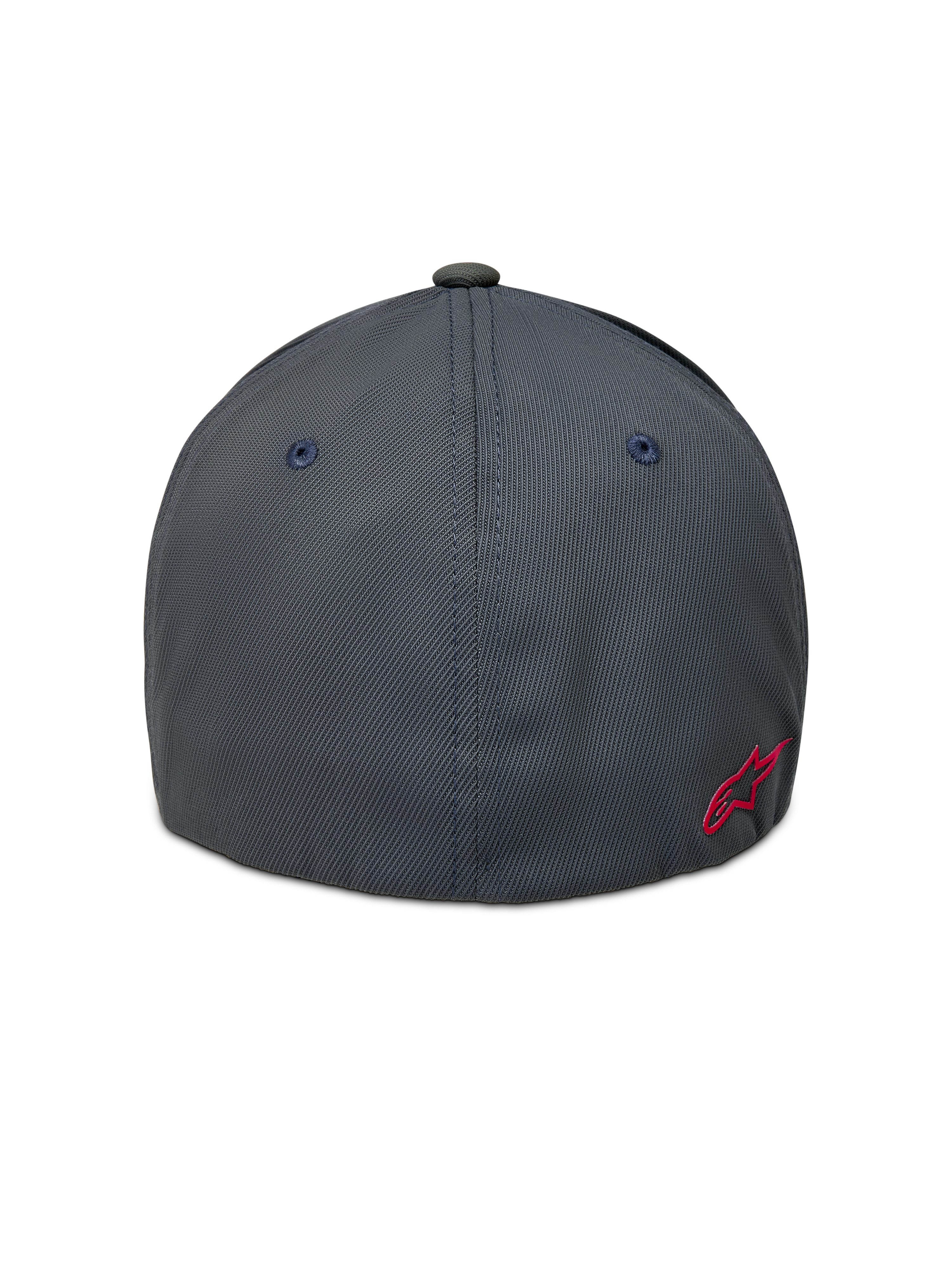 Alpinestars Points Kappe, dunkelgraue Flex-Back-Sportswear-Kappe aus Nylon-Tactel mit rotem Astars-Logo auf der Rückseite.