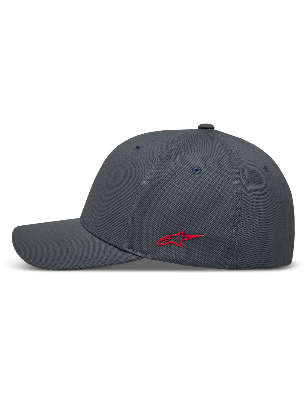 Alpinestars Points Kappe, dunkelgraue Sportswear-Kappe mit rotem Astars-Seitenlogo aus Nylon-Tactel-Gewebe.