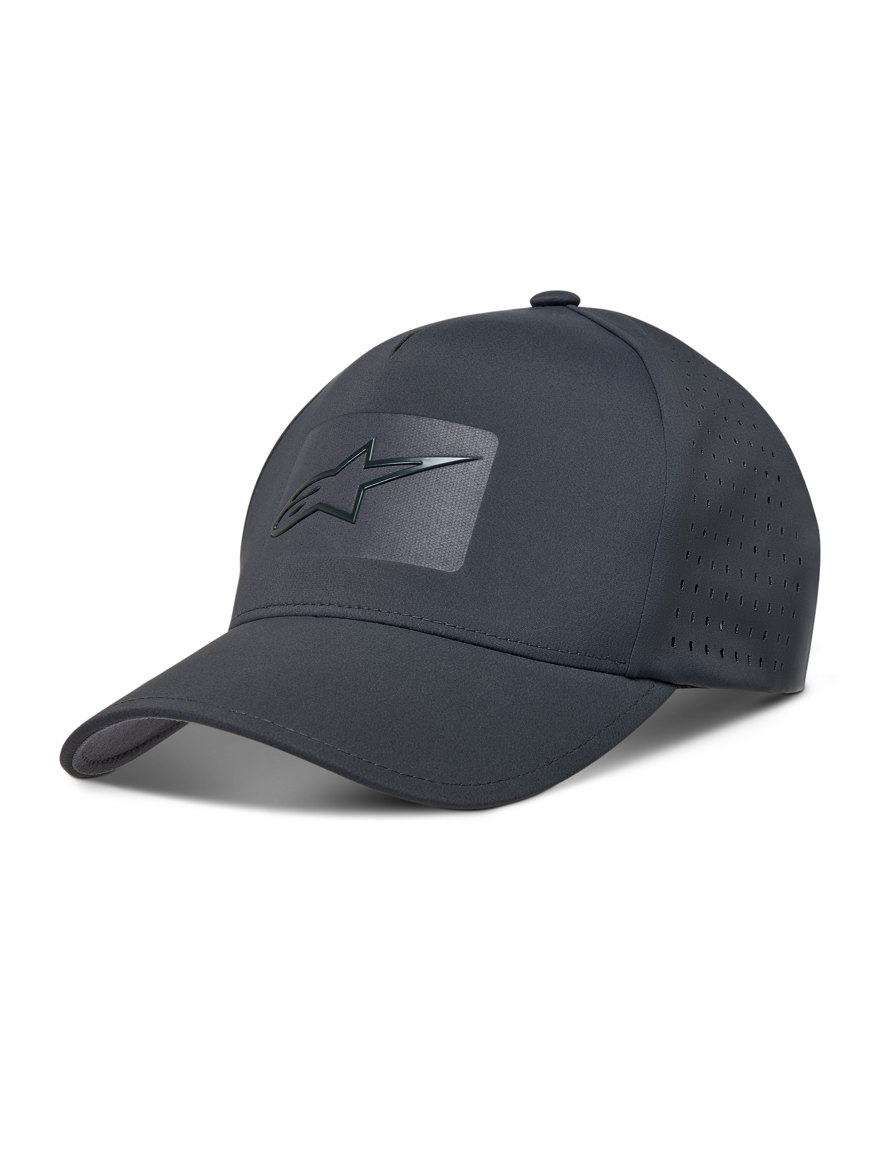 Alpinestars Algo Perf Adjustable Kappe, dunkelgraue Sportswear-Kappe mit Perforationen und Sonic-Weld-Logo.
