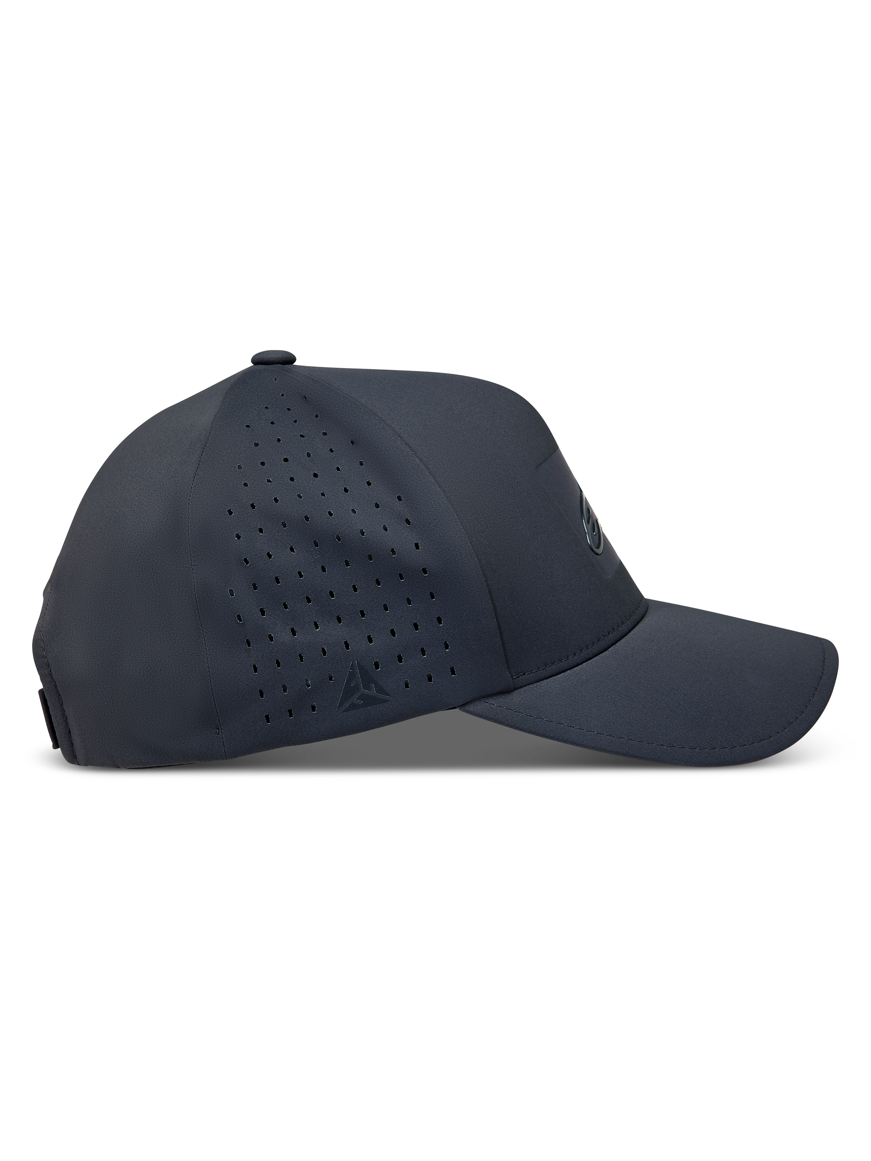 Alpinestars Algo Perf Adjustable Kappe, dunkelgraue Sportswear-Kappe mit seitlichen Perforationen und gebogenem Schirm.