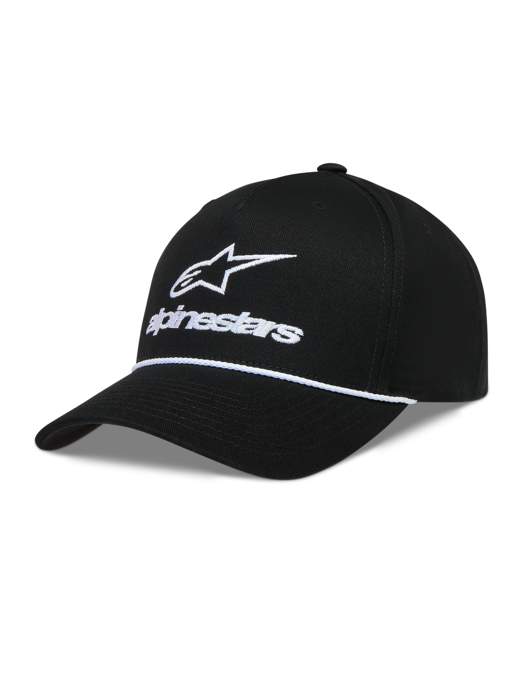 Alpinestars Combo Logo Snapback Kappe, Sportswear, Schwarz und Weiß, Twill-Gewebe mit besticktem Logo und gebogenem Schirm.