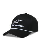 Alpinestars Combo Logo Snapback Kappe, Sportswear, Schwarz und Weiß, Twill-Gewebe mit besticktem Logo und gebogenem Schirm.