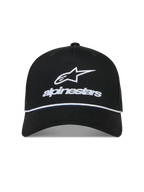 Alpinestars Combo Logo Snapback Kappe, schwarze Sportswear-Kappe mit weißer Astars-Logo-Stickerei und Seildetail.