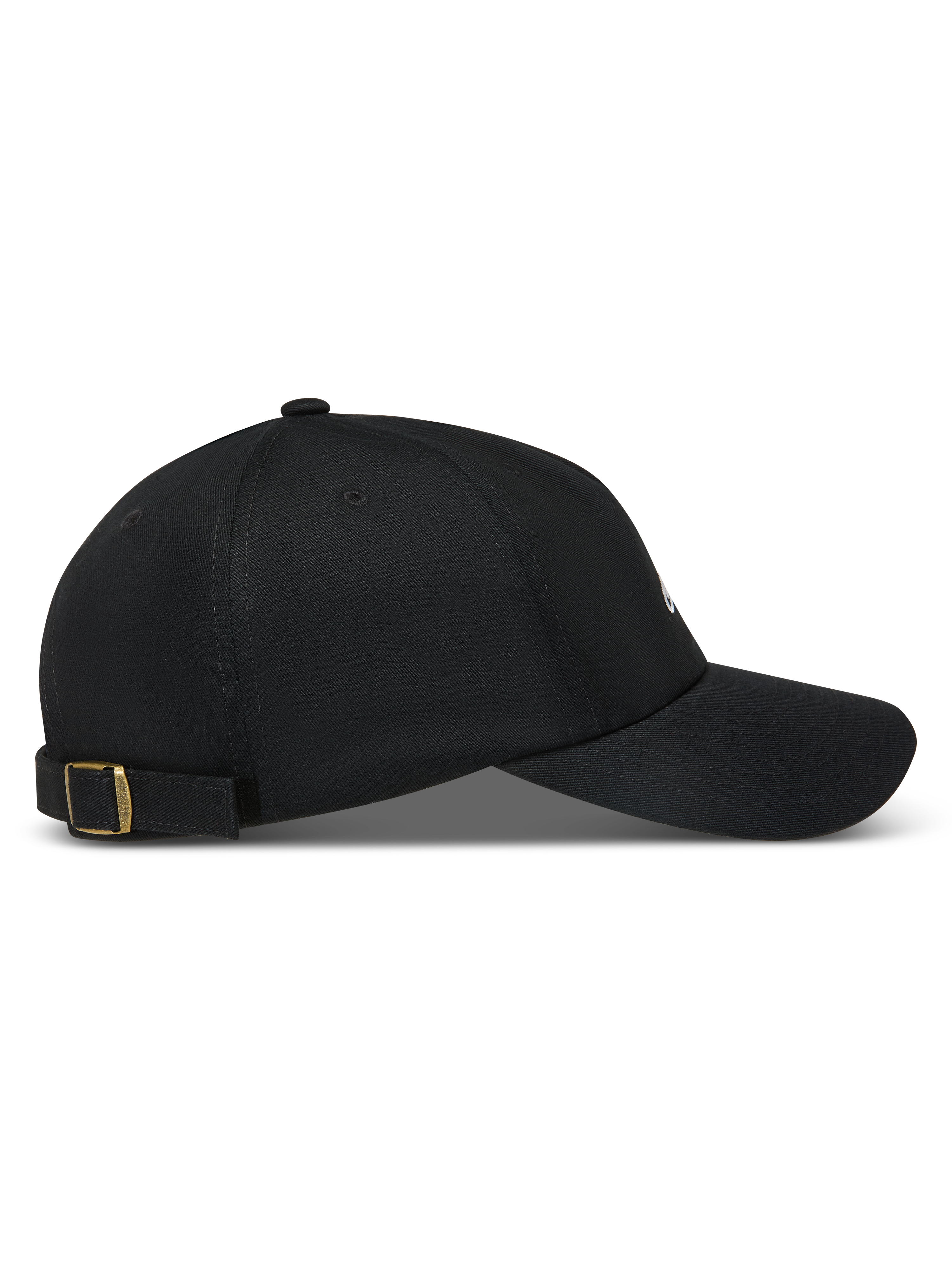 Alpinestars Dylan Dad Hat, Black twill sportswear cap with a curved bill and adjustable brass strap-back buckle.