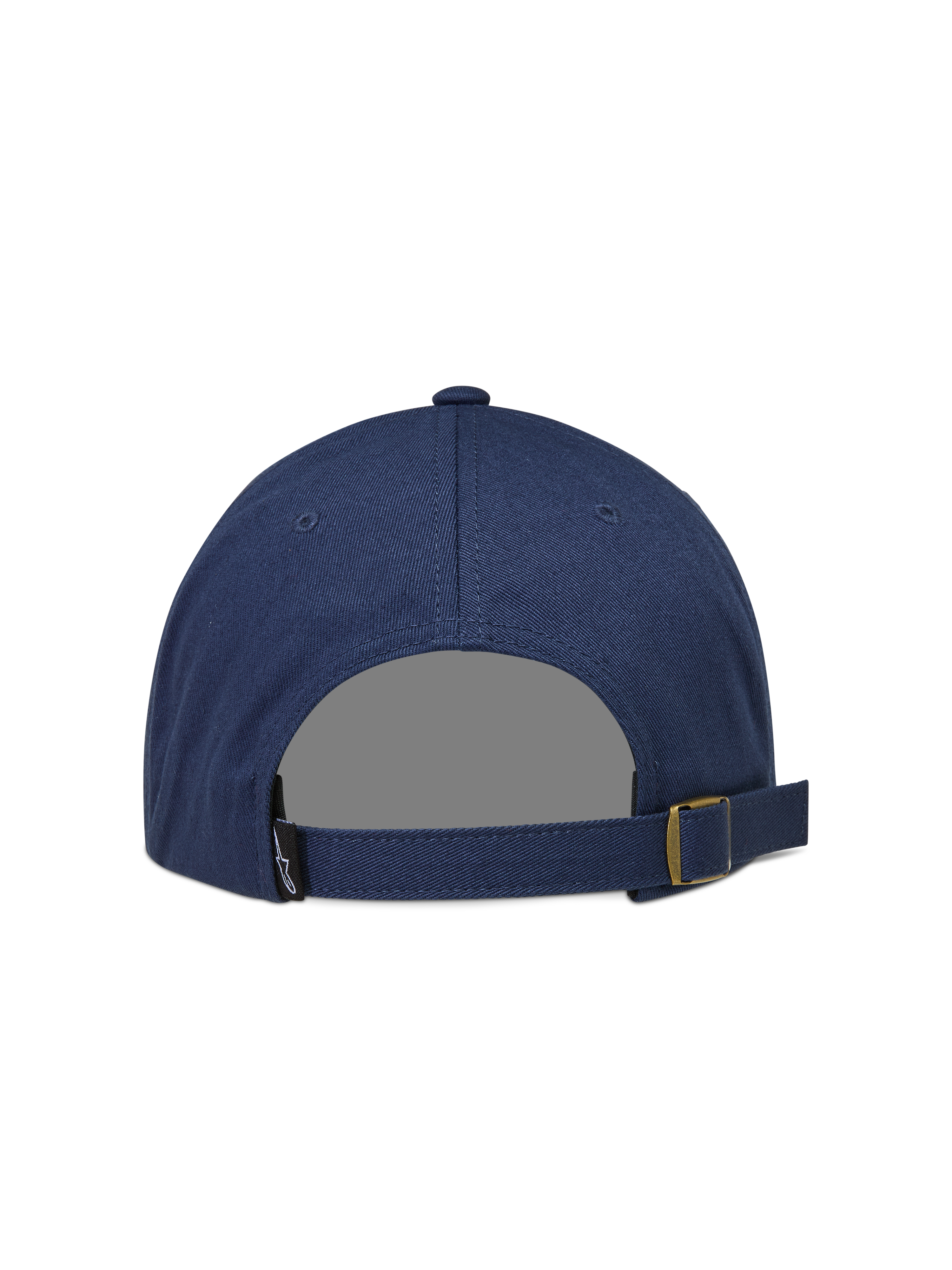 Alpinestars Dylan Dad Kappe, marineblaue Sportswear-Kappe aus Twill, Rückansicht mit verstellbarem Riemenverschluss.