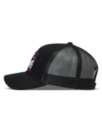 Alpinestars Hemmings Trucker-Mütze, schwarze Sportswear-Kappe aus Twill und Mesh mit gewebtem Logo-Patch, Seitenprofil