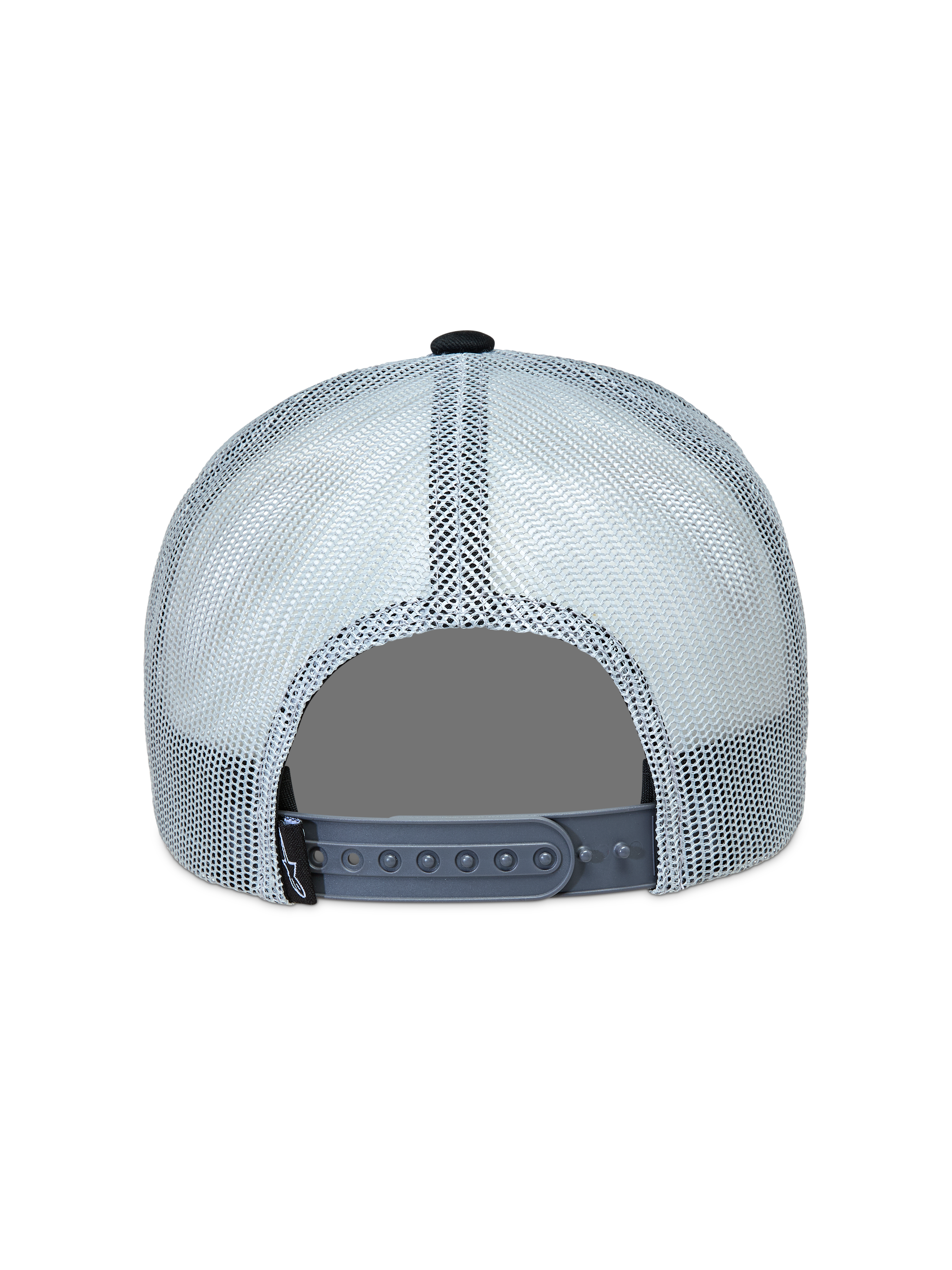 Alpinestars Gravel Trucker-Mütze, Sportswear-Kappe in Grau und Schwarz mit atmungsaktivem Mesh und Snapback-Verschluss.