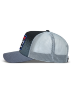 Alpinestars Gravel Trucker-Mütze, Sportswear-Kappe in Grau und Schwarz, Twill-Front mit Mesh-Rückseite und Snapback.