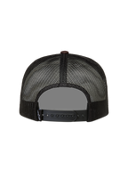 Alpinestars Hotlink Trucker-Mütze, Rückansicht einer schwarzen Sportswear-Kappe aus Mesh-Gewebe mit braunem Detail und verstellbarem Snapback-Verschluss.