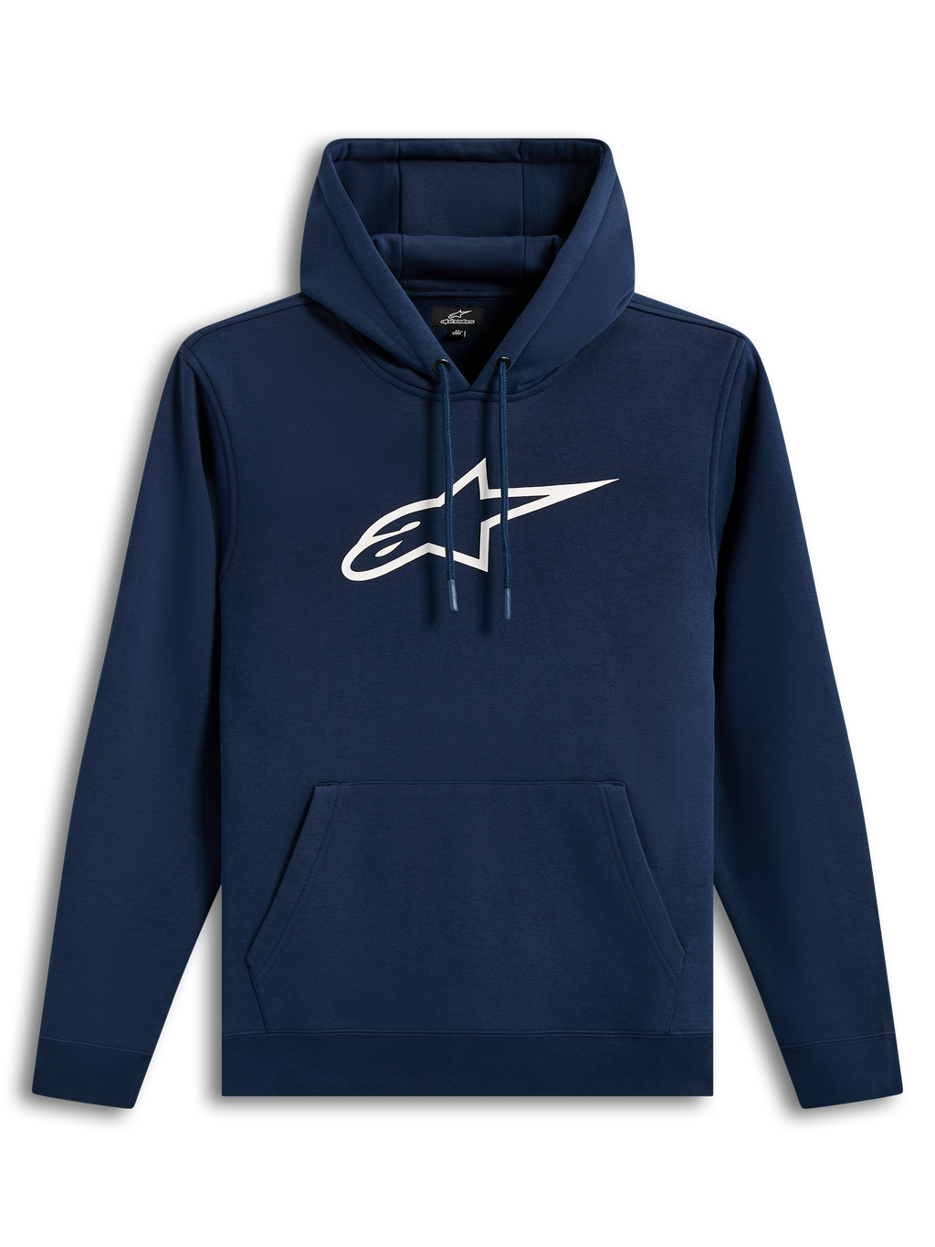 Alpinestars Ageless V3 Hoodie, Kapuzenpullover in Blau und Weiß mit großem gesticktem Brustlogo, Sportswear aus Fleece.