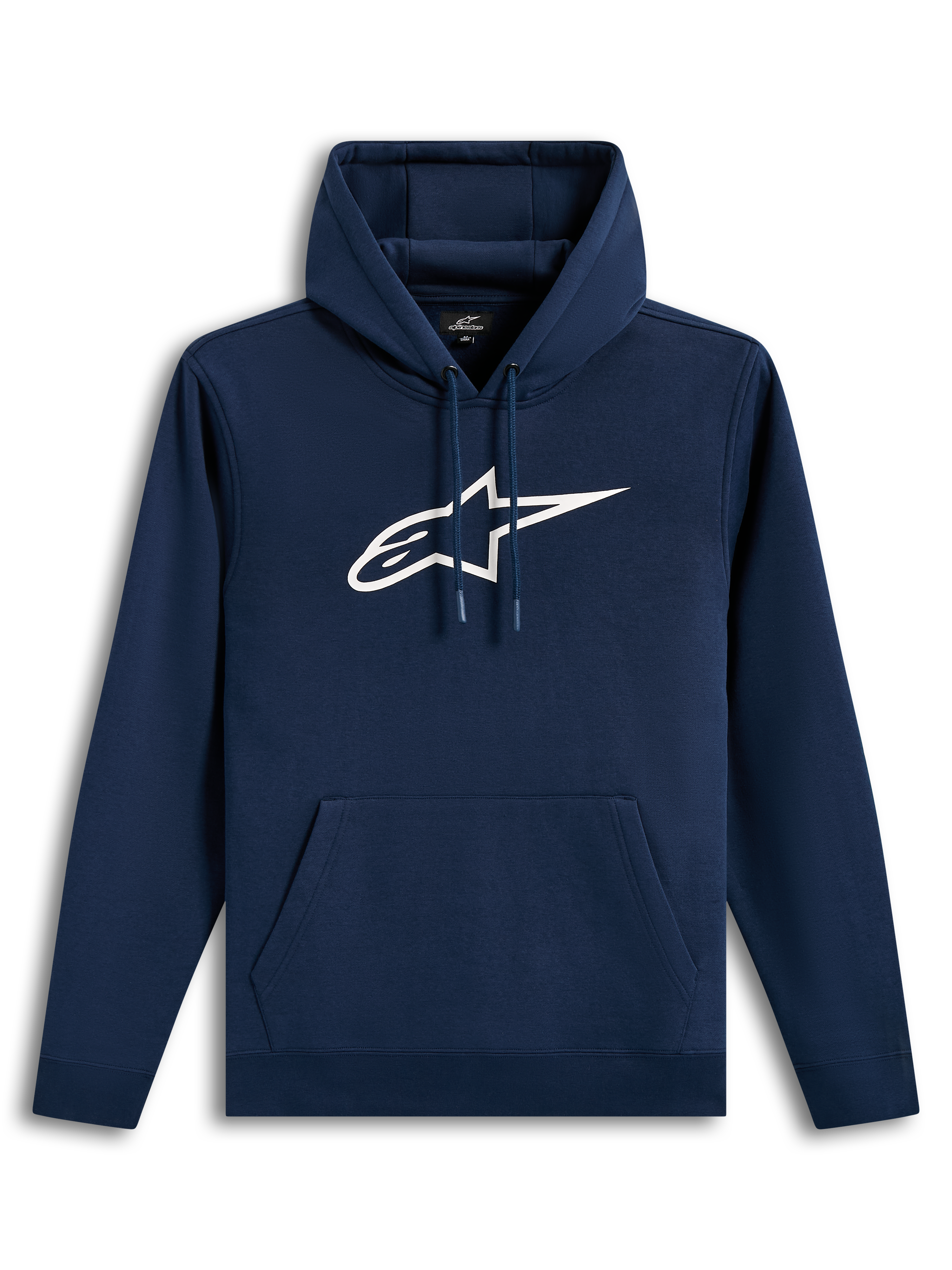 Alpinestars Ageless V3 Hoodie, Kapuzenpullover in Blau und Weiß mit großem gesticktem Brustlogo, Sportswear aus Fleece.