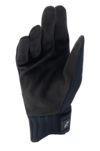 Alpinestars A-Dura Rain Handschuhe, schwarze Fahrradhandschuhe, Handflächenansicht aus synthetischem Wildledermaterial, gerippte Neoprenmanschette mit Klettverschluss, flaches Design für Mountainbiking und Schutz bei nassem Wetter