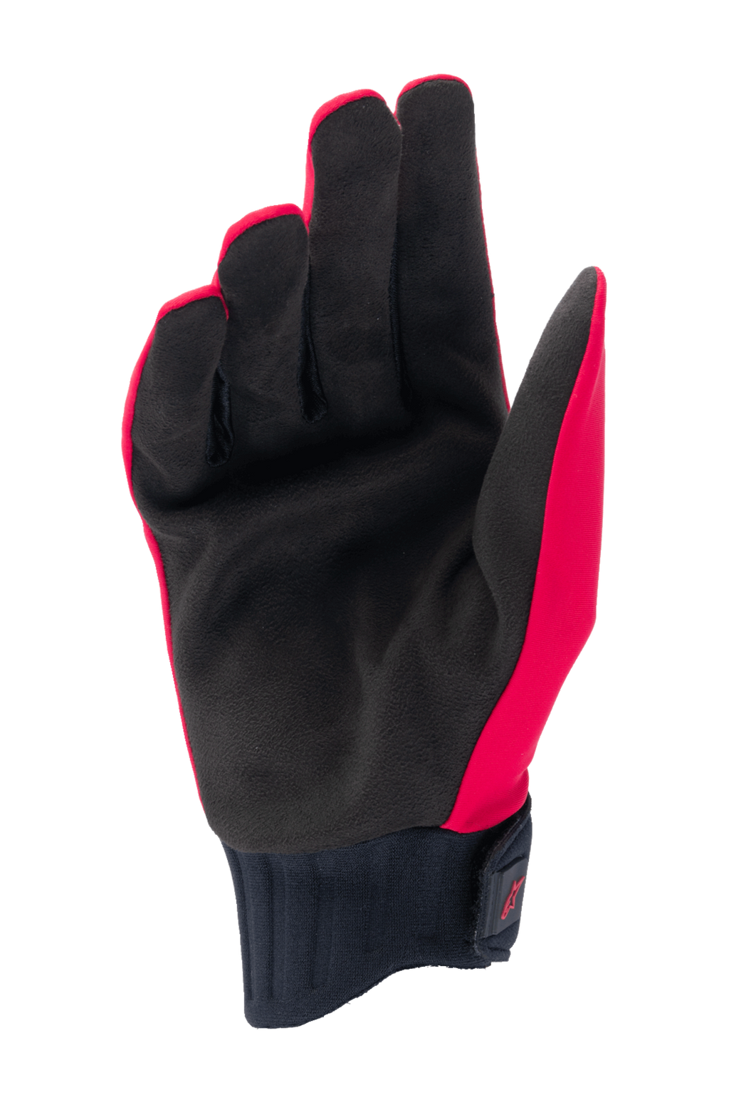 Alpinestars Damen Stella A-Dura Regenhandschuhe, Fluo-Rot und Schwarz, Handflächenansicht mit synthetischer Wildlederhandfläche, gerippte Neoprenmanschette mit Klettverschluss am Handgelenk, wasserdichte Fahrradhandschuhe