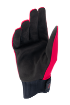 Alpinestars Damen Stella A-Dura Regenhandschuhe, Fluo-Rot und Schwarz, Handflächenansicht mit synthetischer Wildlederhandfläche, gerippte Neoprenmanschette mit Klettverschluss am Handgelenk, wasserdichte Fahrradhandschuhe