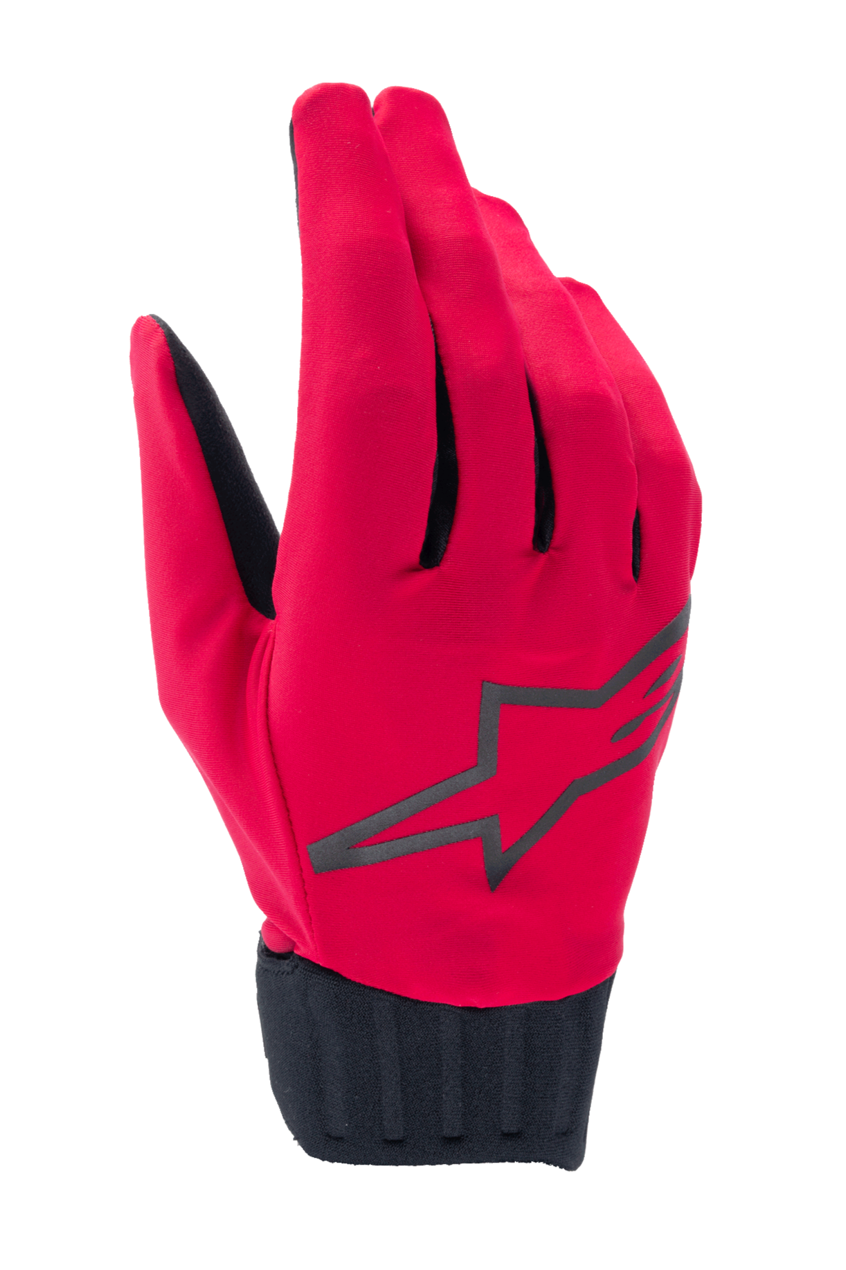 Alpinestars Stella A-Dura Rain Gloves, Damen-MTB-Regenhandschuhe, Fluo-Rot und Schwarz, mit einem großen schwarzen Stern-Logo, geripptem Neoprenbündchen und wasserdichtem Design für Mountainbiking