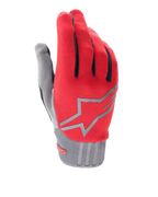 Alpinestars Youth A-Dura Handschuhe, Rot und Grau, Mountainbike-Handschuhe für Kinder, graues Stern-Logo auf dem Handrücken, schwarze Finger-Akzente, strukturierte graue Manschette, leichtes synthetisches Gewebe für den Offroad-Radsport