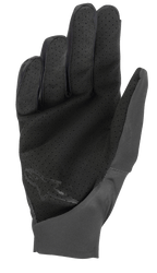 Alpinestars Drop 4.0 Handschuhe, Schwarz, Innenansicht der Handfläche mit perforiertem Material für Luftzirkulation, Slim-Fit-Konstruktion aus leichtem Stretch-Gewebe, dezentes Logo auf der unteren Handfläche, entwickelt für Enduro- und MTB-Fahrten