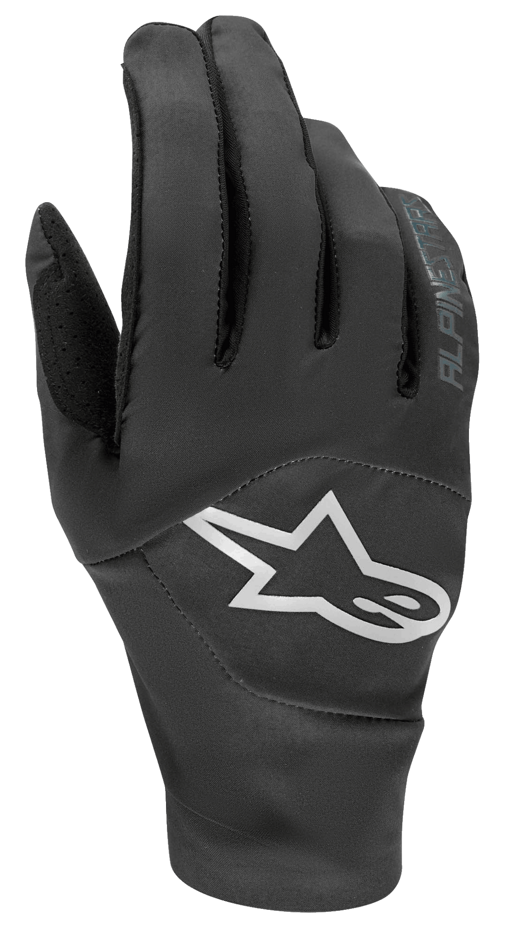Alpinestars Drop 4.0 Handschuhe, Mountainbike-Handschuhe, Schwarz, mit einem großen weißen Sternlogo auf dem Handrücken, atmungsaktiver Stretch-Mesh-Konstruktion und schlankem ergonomischem Design für Enduro-Fahrten