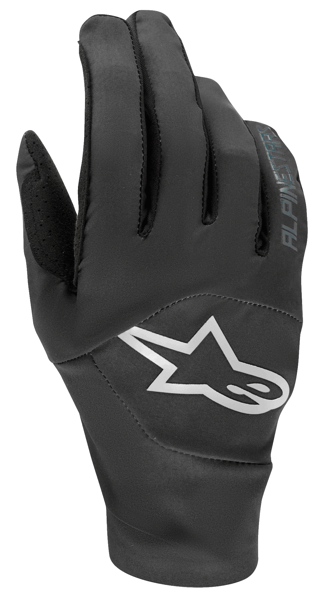 Alpinestars Drop 4.0 Handschuhe, Mountainbike-Handschuhe, Schwarz, mit einem großen weißen Sternlogo auf dem Handrücken, atmungsaktiver Stretch-Mesh-Konstruktion und schlankem ergonomischem Design für Enduro-Fahrten