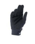 Alpinestars A-Supra Shield Handschuhe, Schwarz, Handflächenansicht mit perforiertem synthetischem Wildleder zur Belüftung, Neoprenbündchen mit Klettverschluss und weißem Stern-Logo, technische Ausrüstung für MTB- und Gravity-Fahrten
