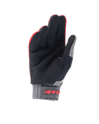 Alpinestars A-Dura Handschuhe, Mountainbike-Handschuhe, Rot Fluo und Schwarz, Handflächenansicht mit synthetischem Wildleder für Grip, graue Neoprenmanschette mit Klettverschluss und rotem Branding, Offroad-Fahrradausrüstung