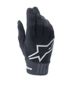 Alpinestars Stella A-Dura Damen-Handschuhe, schwarze MTB-Handschuhe, markantes weißes Stern-Logo auf dem Handrücken, gerippte Textilstruktur, enganliegende Passform mit Neoprenmanschette für das Mountainbiken